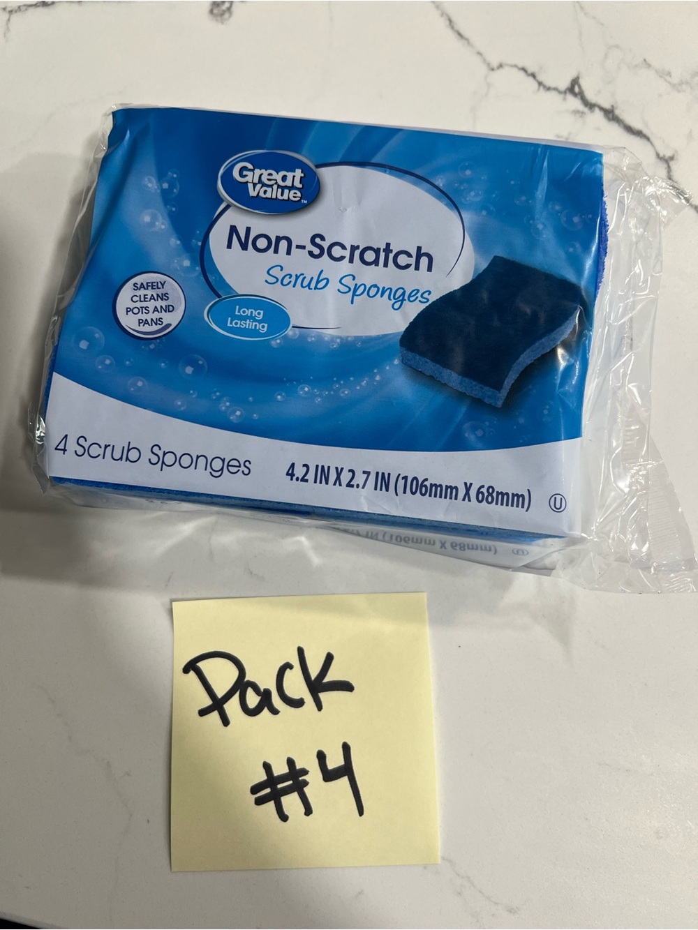 Pack #4- Non-Scratch Scrub Sponges - Blue - 4 Pack